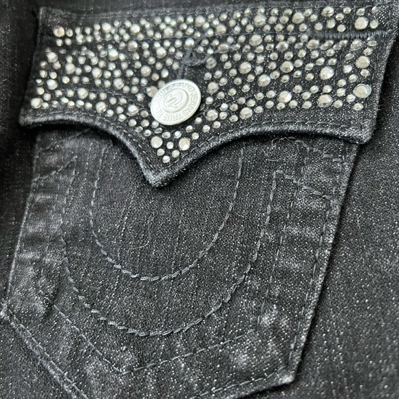 True Religion Skinny Jeans – Size 24 – Black w/ Swarovski Rhinestones – NWOT - Picture 6 of 11
